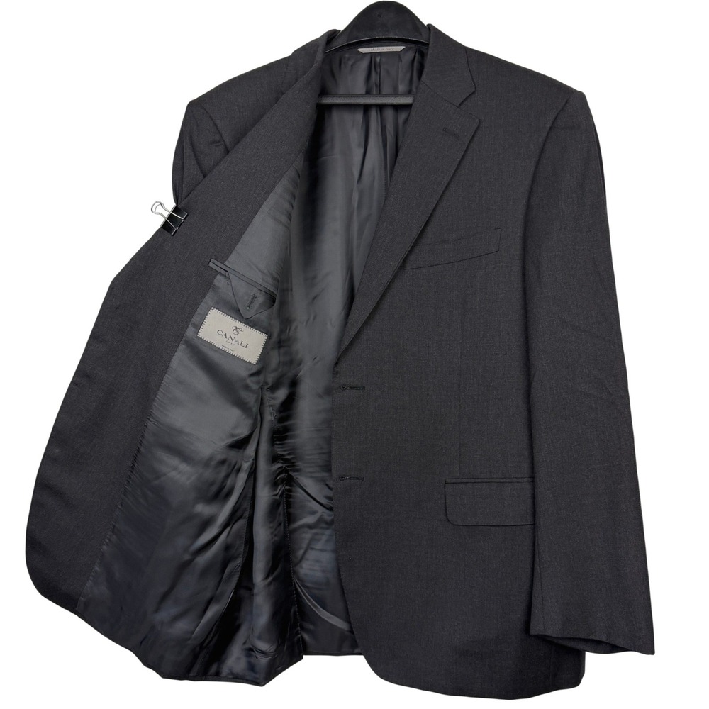 Canali Italy Mens 44R Wool Blazer Sport Coat Jacket Charcoal Grey 2 Button - Picture 1 of 12
